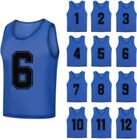 12 Pack??-12??Numbered Pinnies/Soccer Training Bibs/Basketball Jerseys for Kids,Youth and Adults