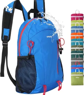 15L Highly Water-resistant Hiking Daypack, Small Backpack Travel Outdoor, Lightweight Day Pack with Tool Loops(Sky Blue)