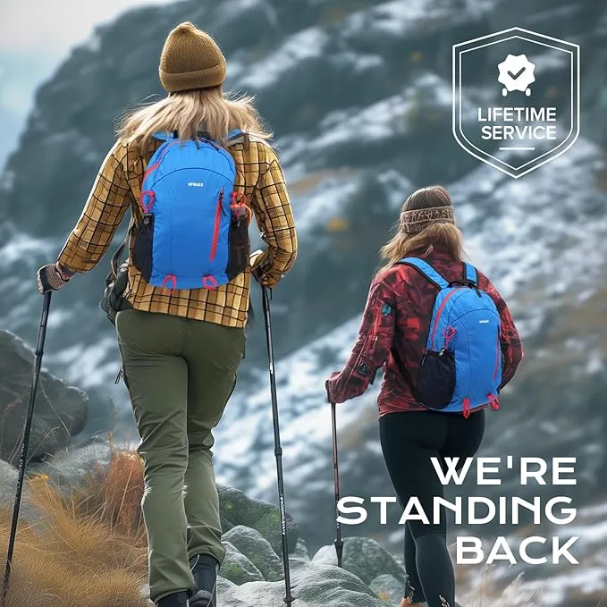 15L Highly Water-resistant Hiking Daypack, Small Backpack Travel Outdoor, Lightweight Day Pack with Tool Loops(Sky Blue)