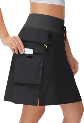 20" Women's Hiking Cargo Skorts Skirts with Zipper Pockets Knee Length Golf Tummy Control Quick Dry Long Skort