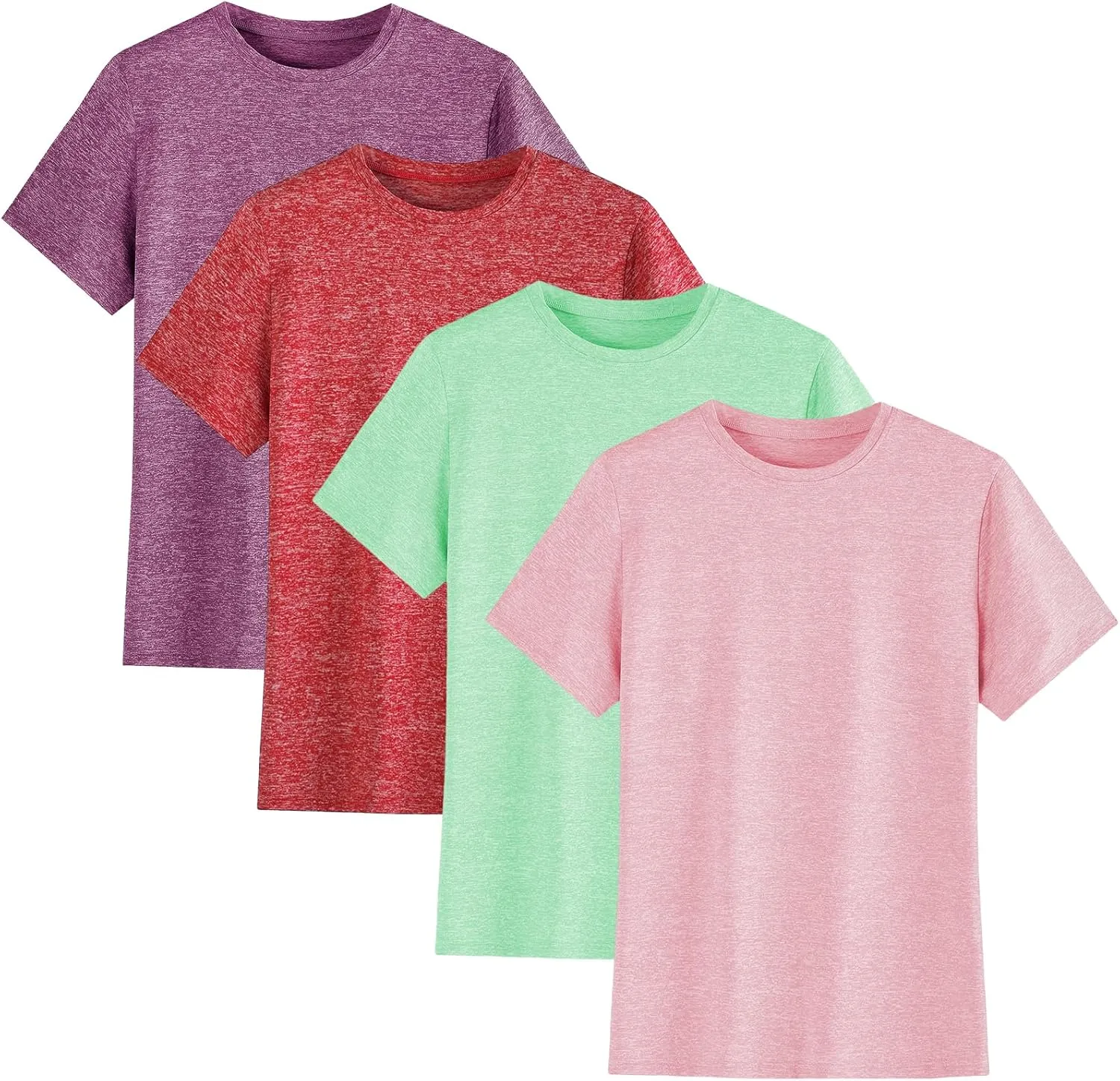 4-Pack Kids/Girls/Teen Girls Active Quick Dry T-Shirts Short Sleeve Shirts Athletic Performance T-Shirt5-18 Years