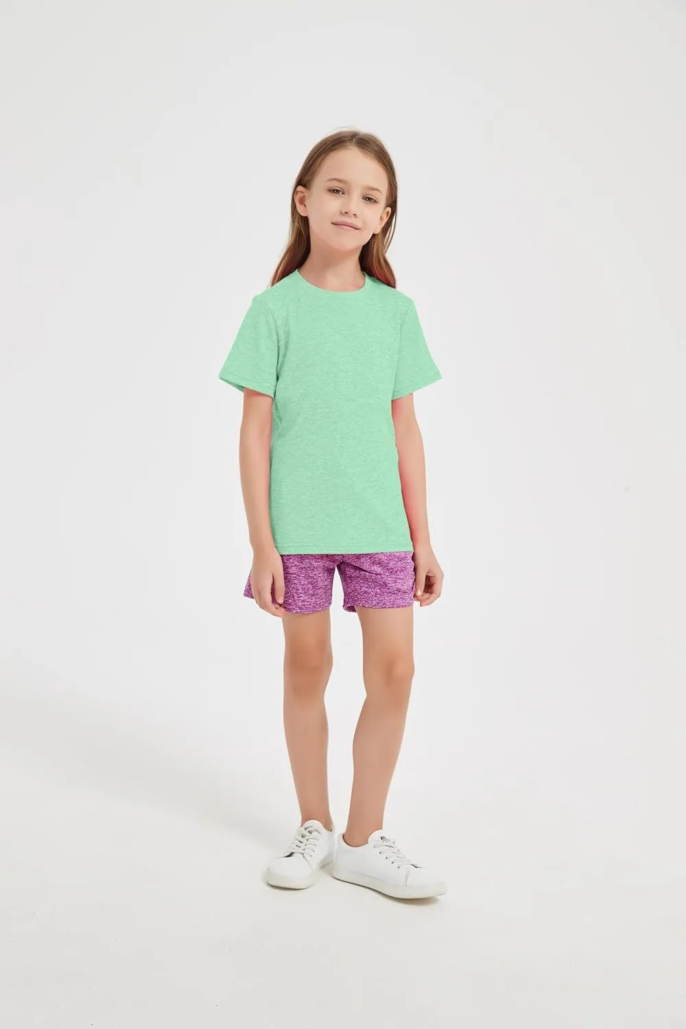 4-Pack Kids/Girls/Teen Girls Active Quick Dry T-Shirts Short Sleeve Shirts Athletic Performance T-Shirt5-18 Years