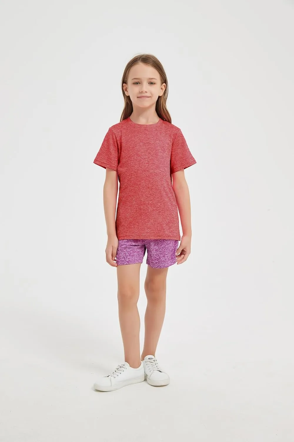 4-Pack Kids/Girls/Teen Girls Active Quick Dry T-Shirts Short Sleeve Shirts Athletic Performance T-Shirt5-18 Years