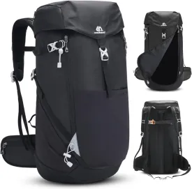 50L Backpacking Packs with Front Open, Waterproof Hiking Backpack for Men Women, Large Camping Backpack Lightweight, Black