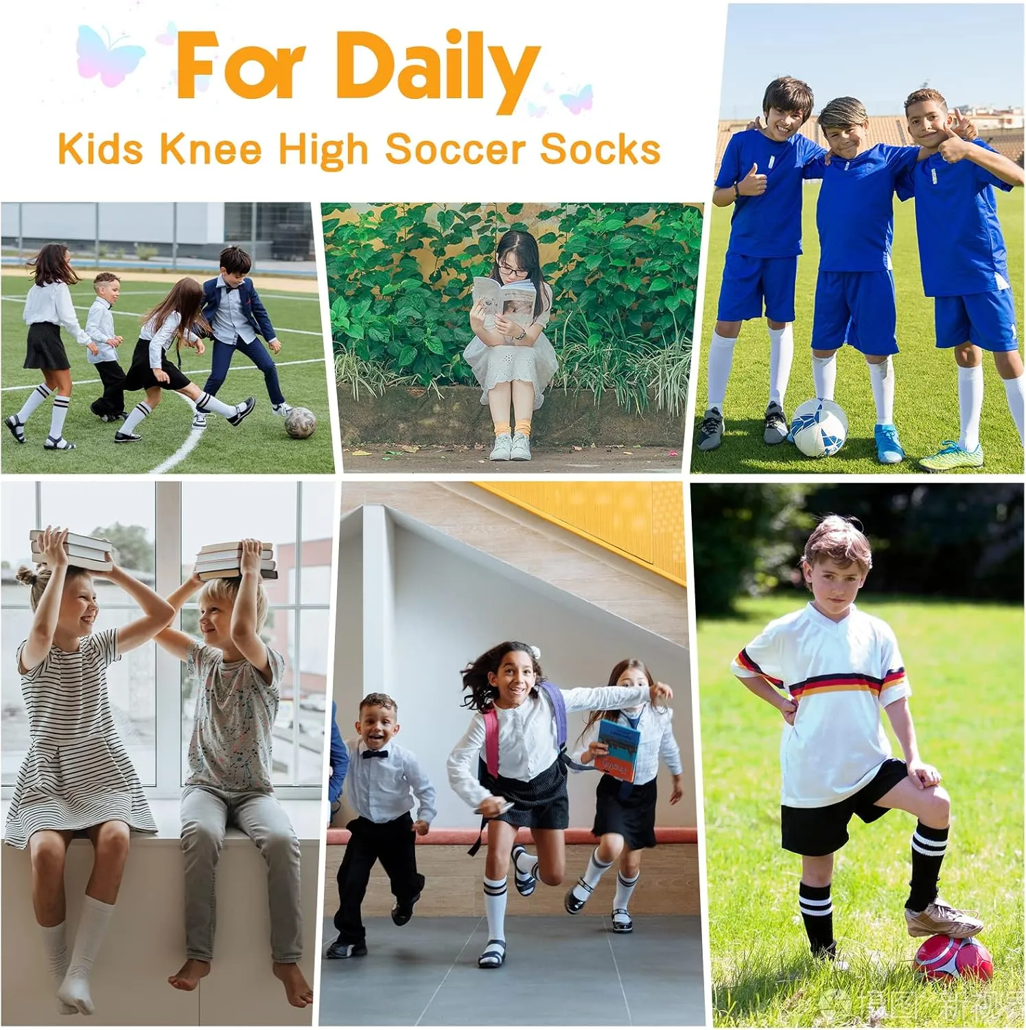 American Trends Kids Child Athletic Socks Striped Knee High Tube Soccer Socks Baseball Softball Socks for Toddler Girls