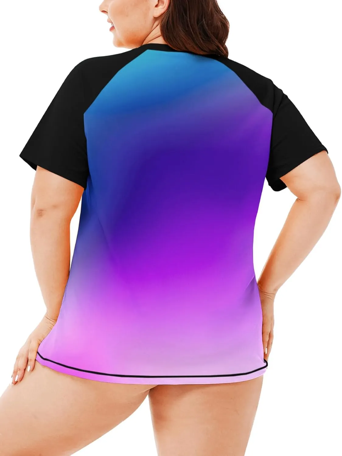 AOBUTE Women Plus Size Rash Guard Short Sleeve SPF Swim Shirts