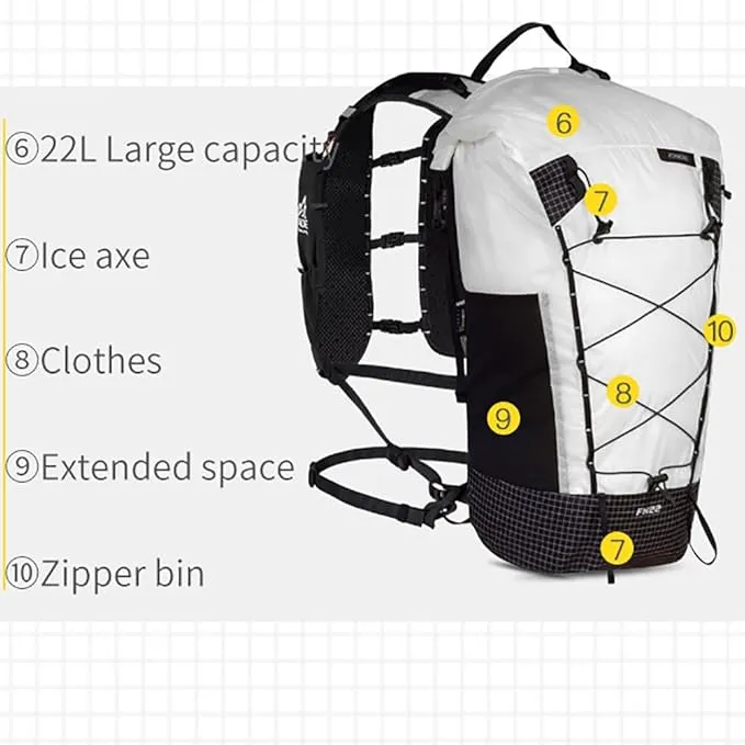 AONIJIE 22L Hiking Backpack for Men Women Adjustable Multifunctional Backpacking Running Hydration for Climbing Camping (White)