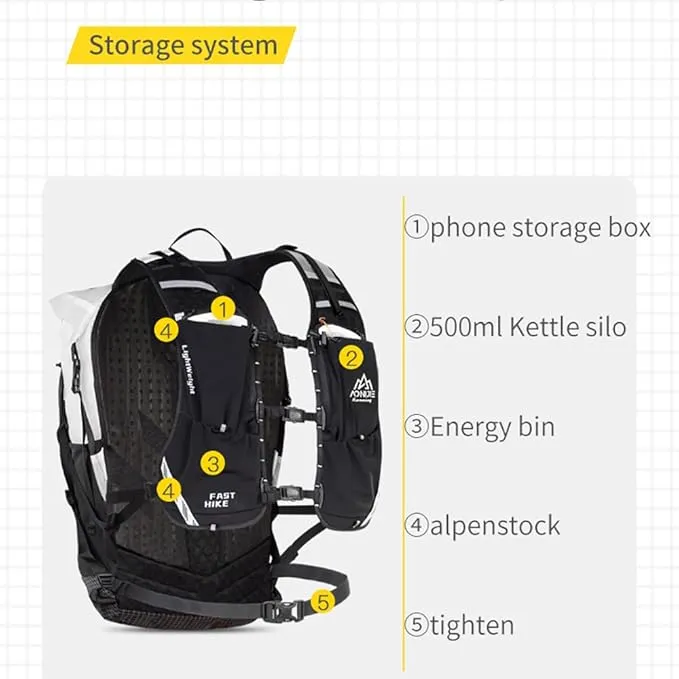 AONIJIE 22L Hiking Backpack for Men Women Adjustable Multifunctional Backpacking Running Hydration for Climbing Camping (White)