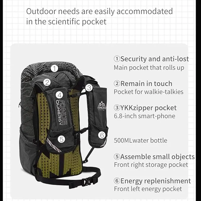 AONIJIE Large Hydration Backpack 30L Running Multifunctional Hiking Pack Backpacks Climbing Hydration Daypacks Lightweight