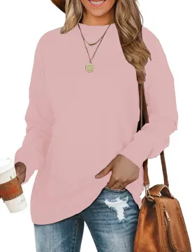 BEUFRI Oversized Sweatshirts for Women Crew Neck Long Sleeve Tunic Shirt Tops for Legging