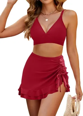 Blooming Jelly Women's High Waisted Bikini Sets Tummy Control Swim Skirt Two Piece Swim Suit 2025 Retro Swimsuit