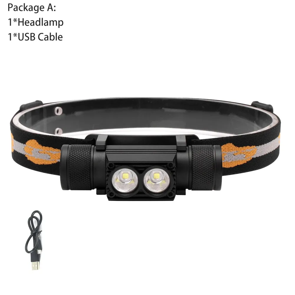 BORUiT D10 L2 LED Headlamp Powerful 3000LM Waterproof Headlight Type-C Rechargeable 18650 Head Torch