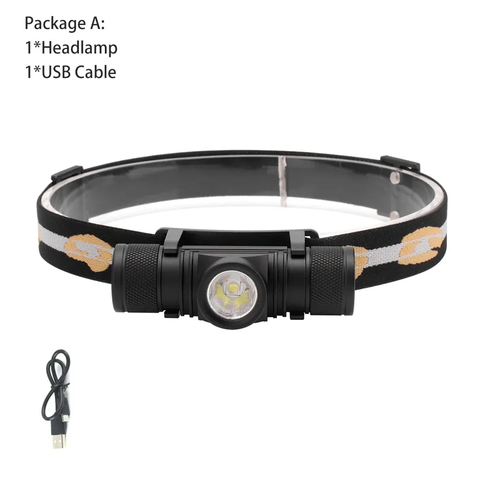 BORUiT D10 L2 LED Headlamp Powerful 3000LM Waterproof Headlight Type-C Rechargeable 18650 Head Torch