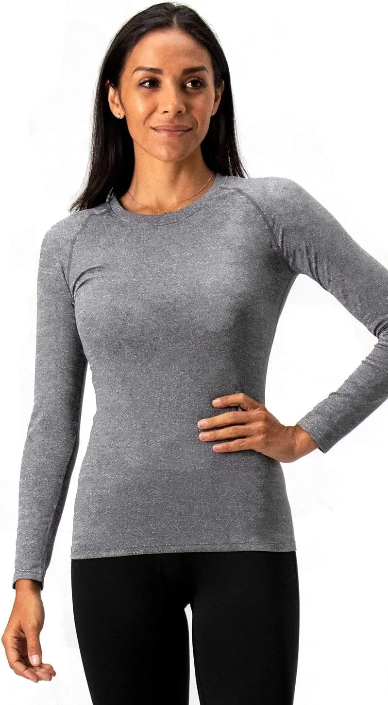 DEVOPS Women's 2 Pack Thermal Long Sleeve Shirts Compression Baselayer Tops
