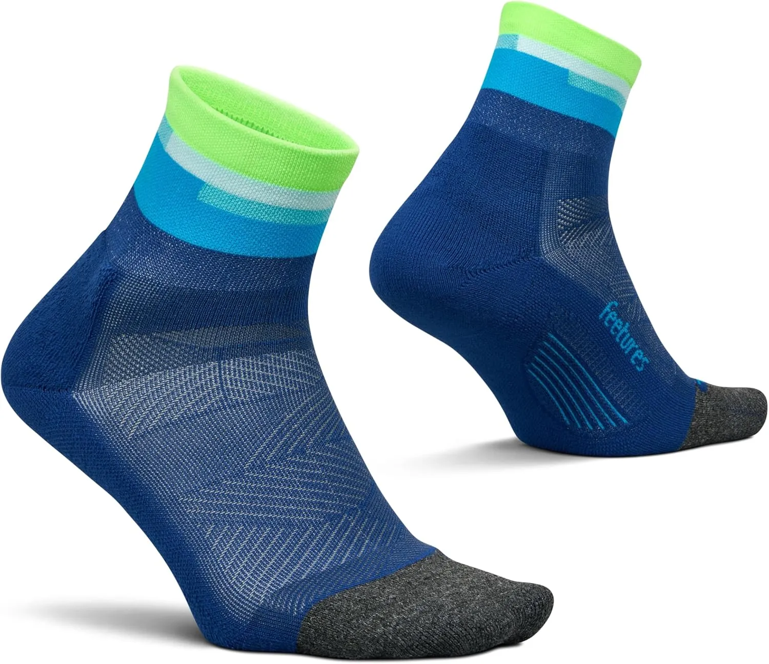 Feetures Elite Light Cushion Quarter Solid - Sport Sock with Targeted Compression - (1 Pair)