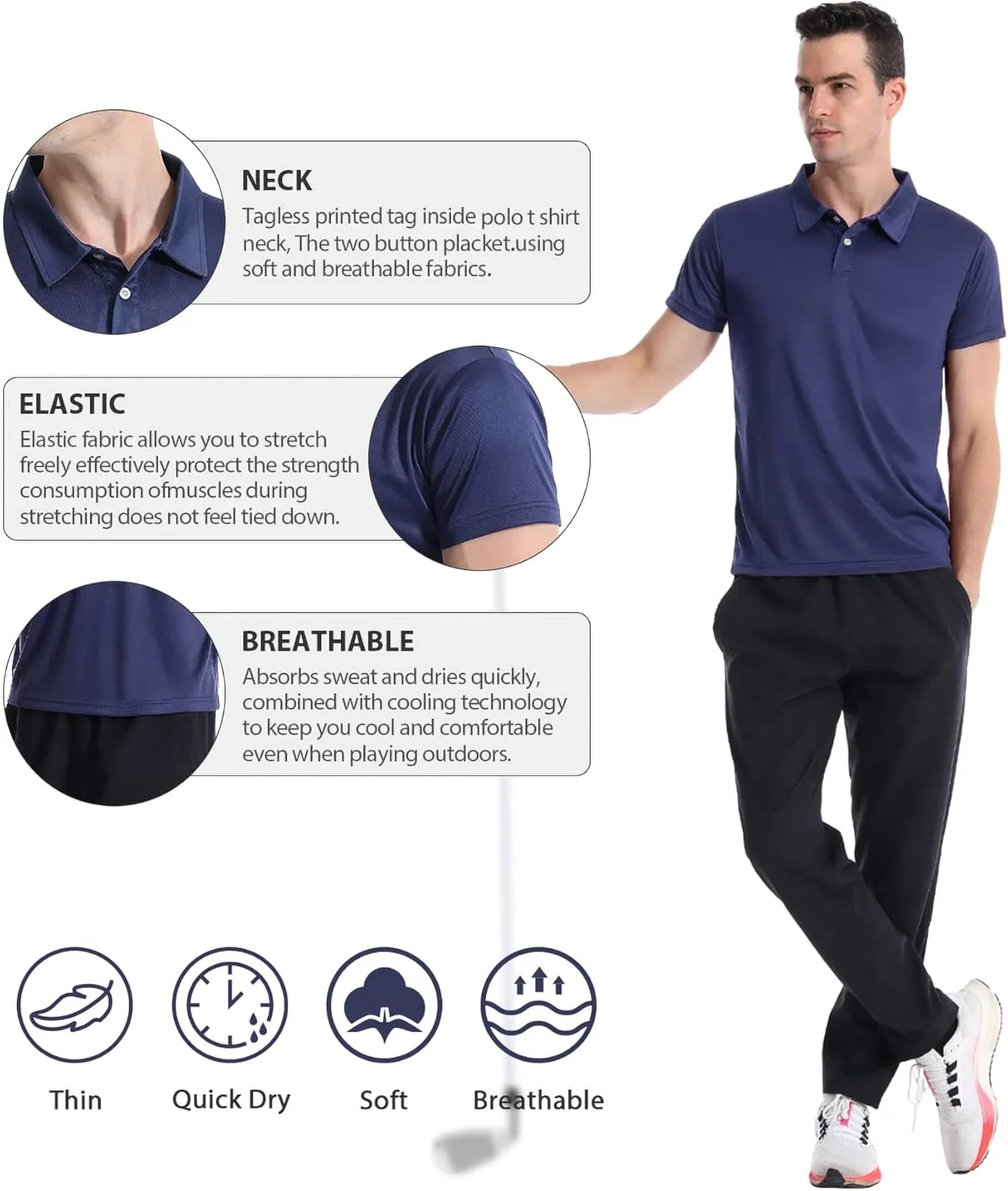 Femdouce Polo Shirt Mens Polo Shirts Short Sleeve Moisture Wicking Shirts for Men Polo Golf Shirt Men Athletic Fit 1-4 Packs