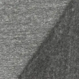 Heather Gray-White Stretch Cotton-Poly Brushed Baby Terry Fleece Knit Fabric
