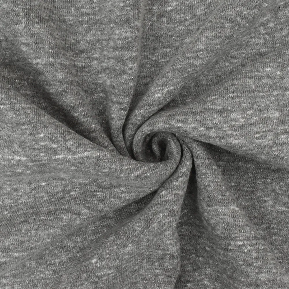 Heather Gray-White Stretch Cotton-Poly Brushed Baby Terry Fleece Knit Fabric