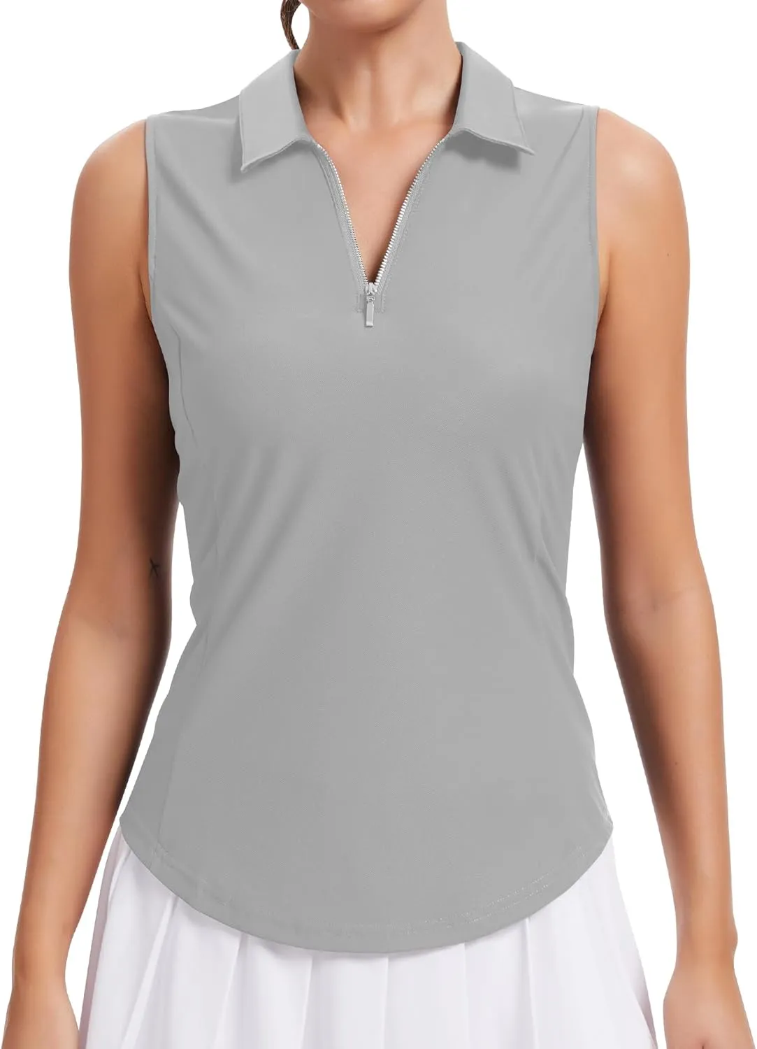 JoyGirl Women Golf Shirt Sleeveless Polo Shirts for Women Zip Up Collared Tennis Shirts Lightweight Athletic Tank Top