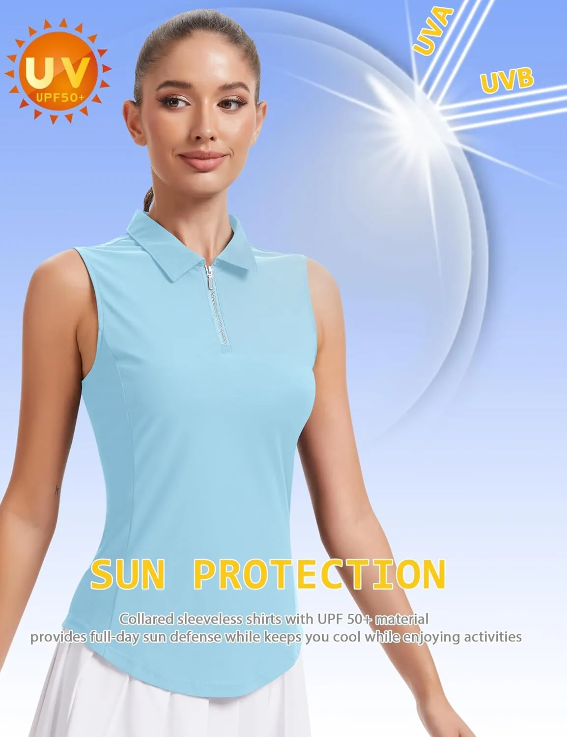 JoyGirl Women Golf Shirt Sleeveless Polo Shirts for Women Zip Up Collared Tennis Shirts Lightweight Athletic Tank Top