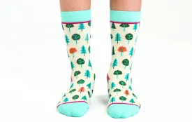 Kids' Cotton Crew Socks, Little Trees