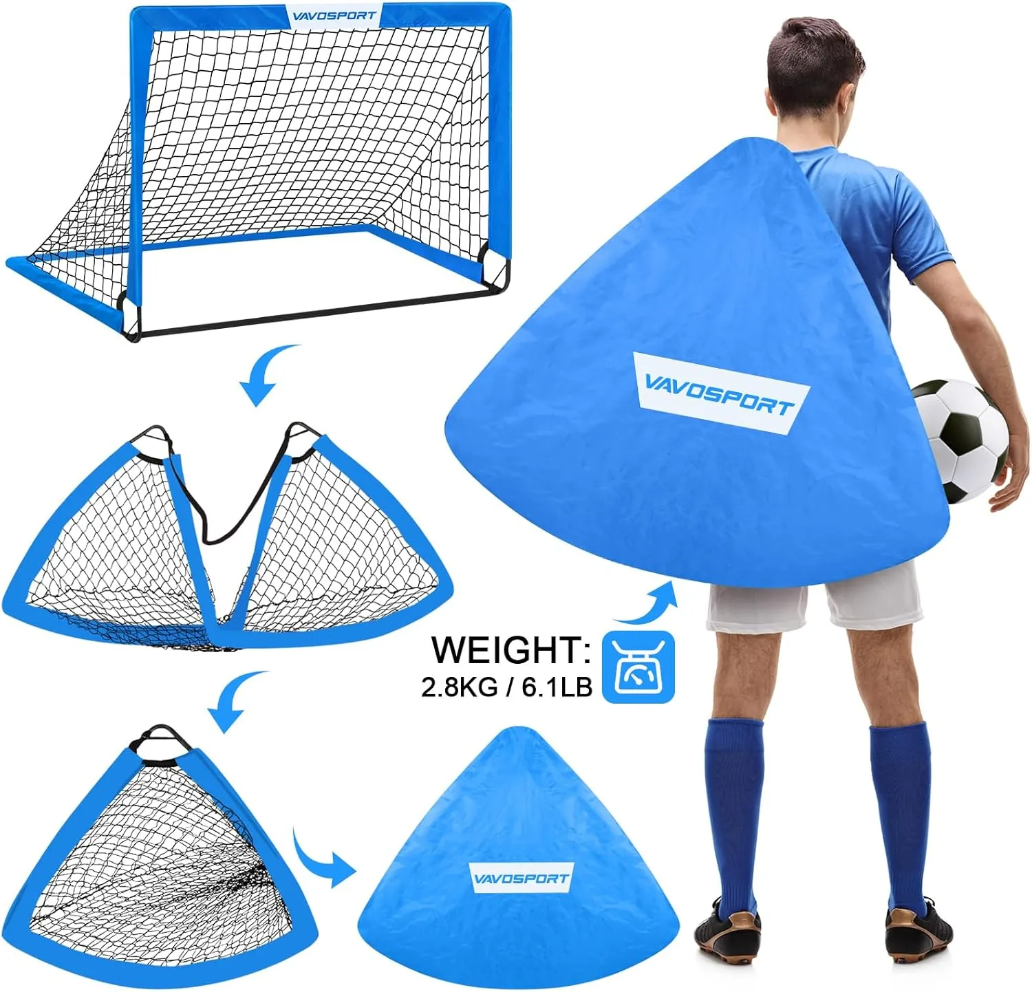 Kids Soccer Goals for Backyard Set - 2 of 4' x 3' Portable Soccer Goal Training Equipment, Pop Up Toddler Soccer Net with Soccer Ball, Soccer Set for Kids and Youth Outdoor Games, Sports, Play