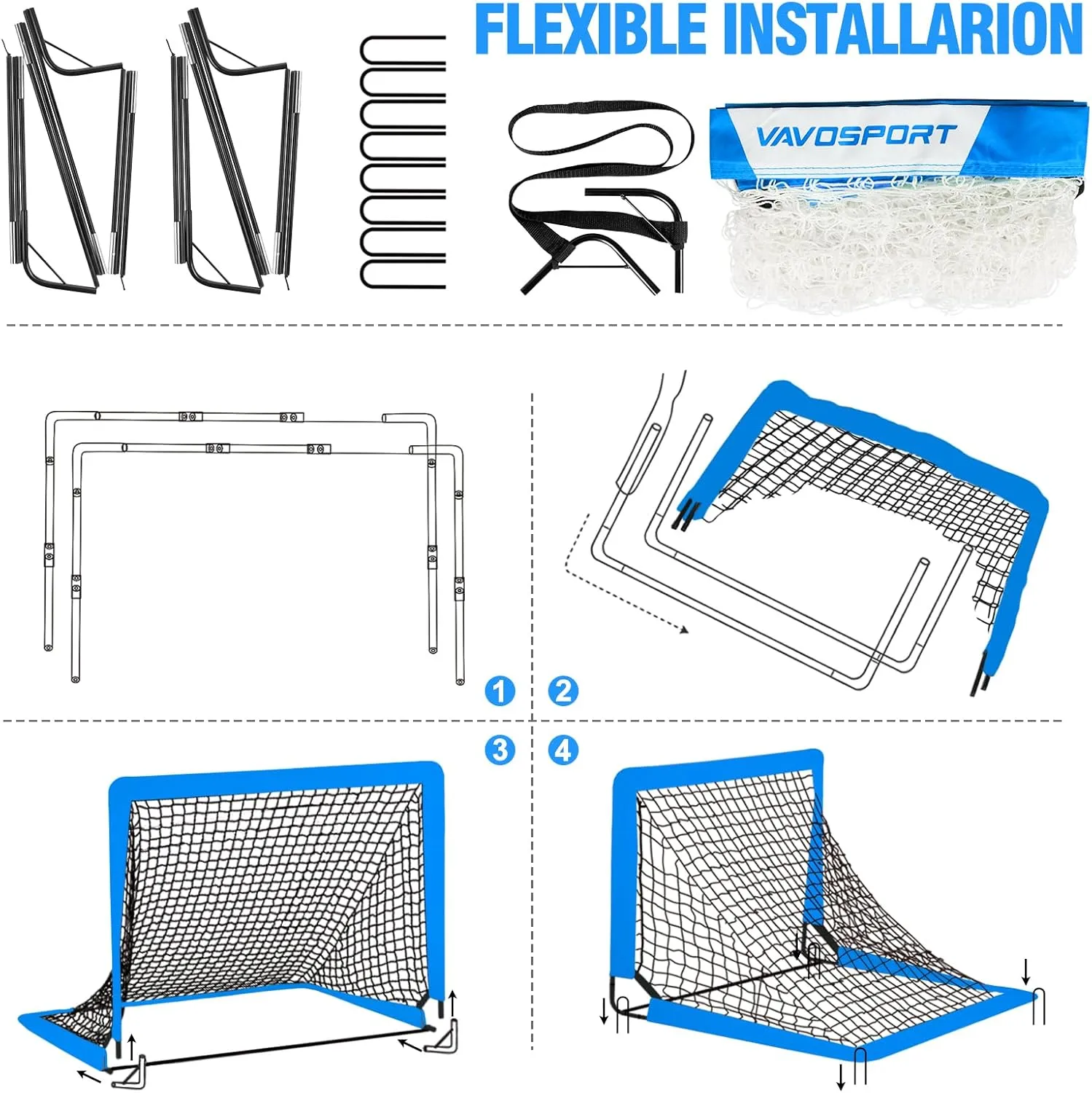Kids Soccer Goals for Backyard Set - 2 of 4' x 3' Portable Soccer Goal Training Equipment, Pop Up Toddler Soccer Net with Soccer Ball, Soccer Set for Kids and Youth Outdoor Games, Sports, Play