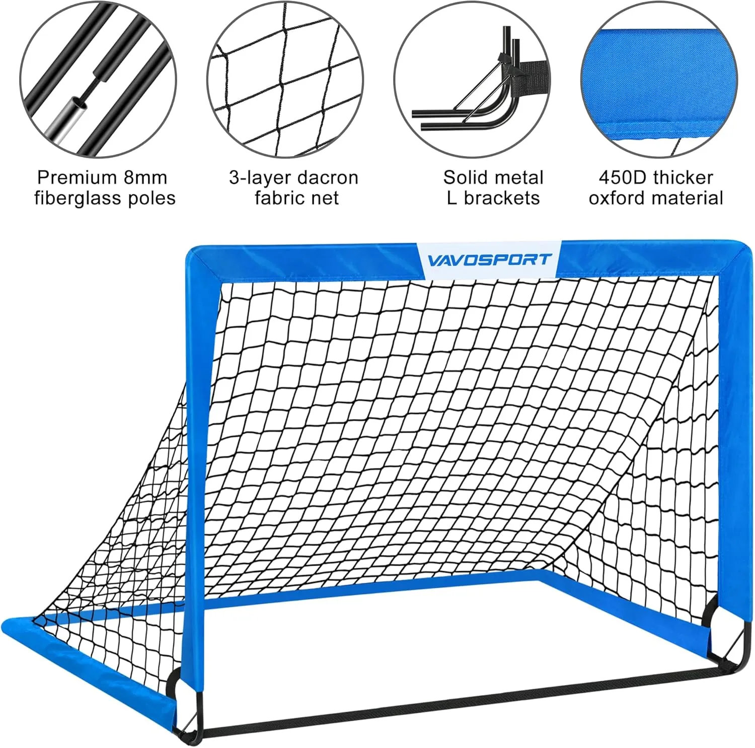 Kids Soccer Goals for Backyard Set - 2 of 4' x 3' Portable Soccer Goal Training Equipment, Pop Up Toddler Soccer Net with Soccer Ball, Soccer Set for Kids and Youth Outdoor Games, Sports, Play