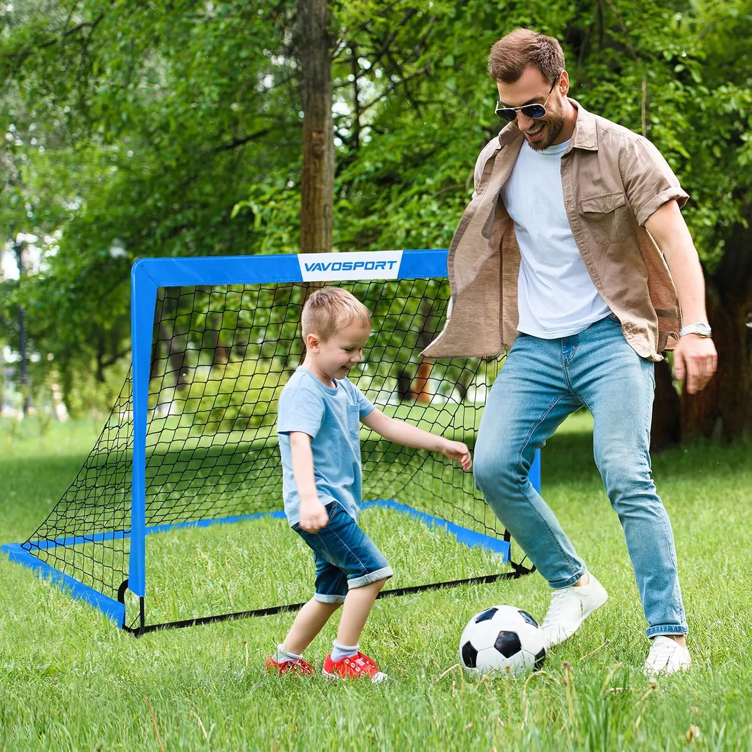Kids Soccer Goals for Backyard Set - 2 of 4' x 3' Portable Soccer Goal Training Equipment, Pop Up Toddler Soccer Net with Soccer Ball, Soccer Set for Kids and Youth Outdoor Games, Sports, Play