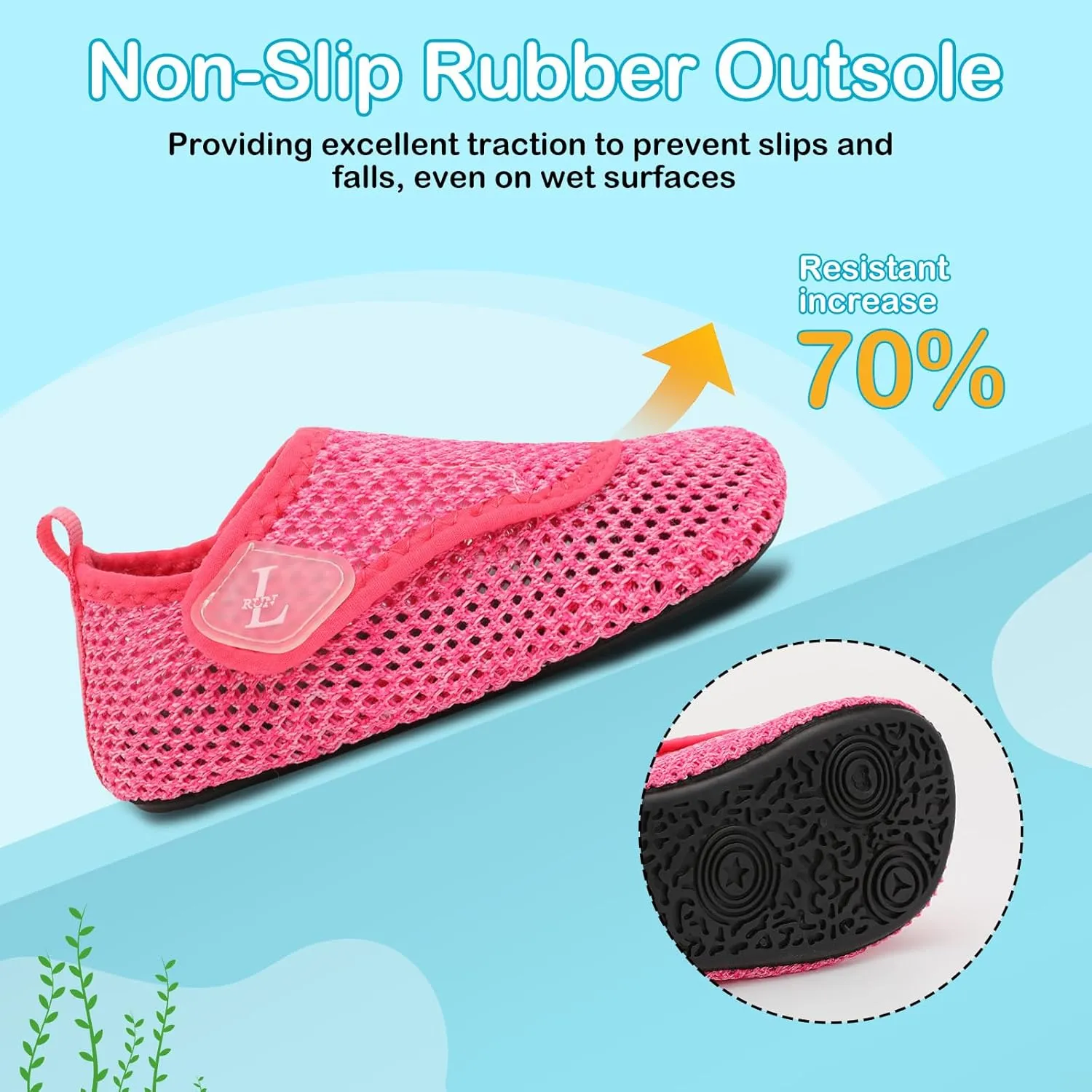 L-RUN Toddler Water Shoes Boys Girls Barefoot Beach Swim Shoes Quick Dry Kids Aqua Socks Non-Slip Wide Baby House Slippers