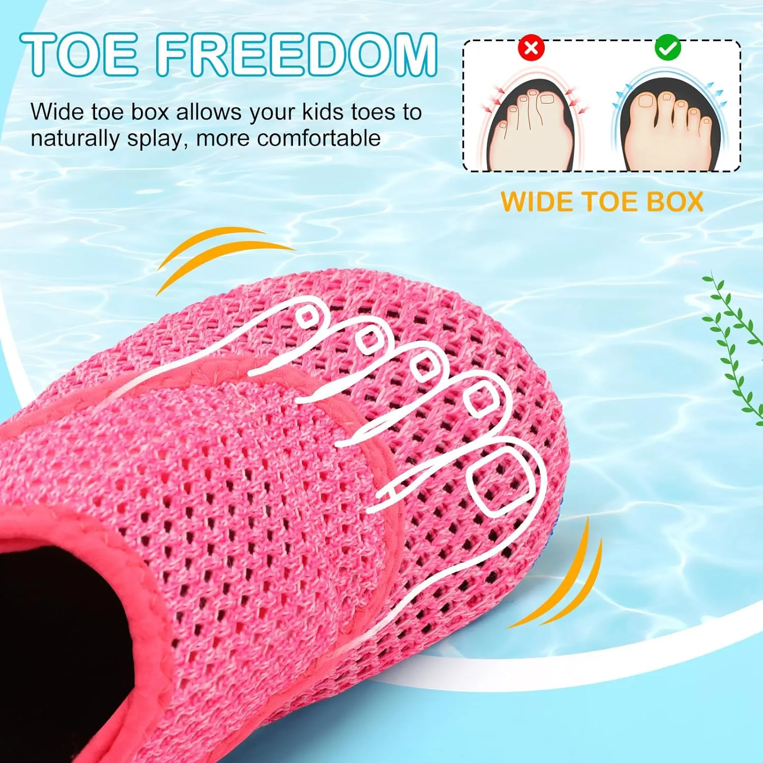 L-RUN Toddler Water Shoes Boys Girls Barefoot Beach Swim Shoes Quick Dry Kids Aqua Socks Non-Slip Wide Baby House Slippers