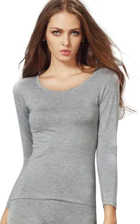 Liang Rou Women's Scoop Neck Long Sleeve Ultrathin Modal Thermal Underwear Shirt/Top