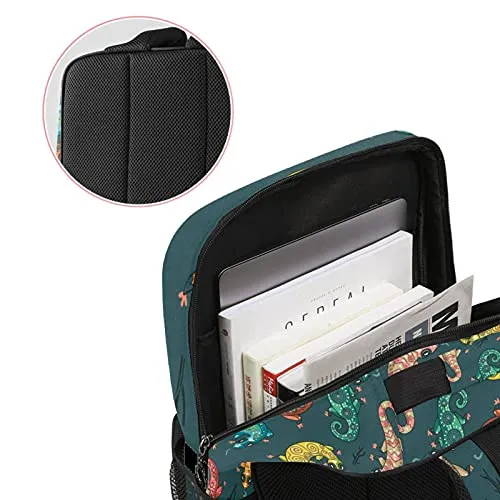 LORVIES Colorful Reptile Lizard School Bag for Student Bookbag Women Travel Backpack Casual Daypack Travel Hiking Camping