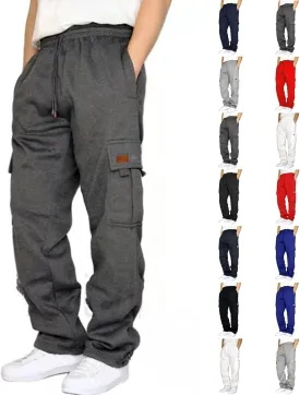 Mens Cargo Sweatpants Plus Size Baggy Jogger Sweatpants Drawstring Open Leg Big and Tall Workout Pants with Pockets