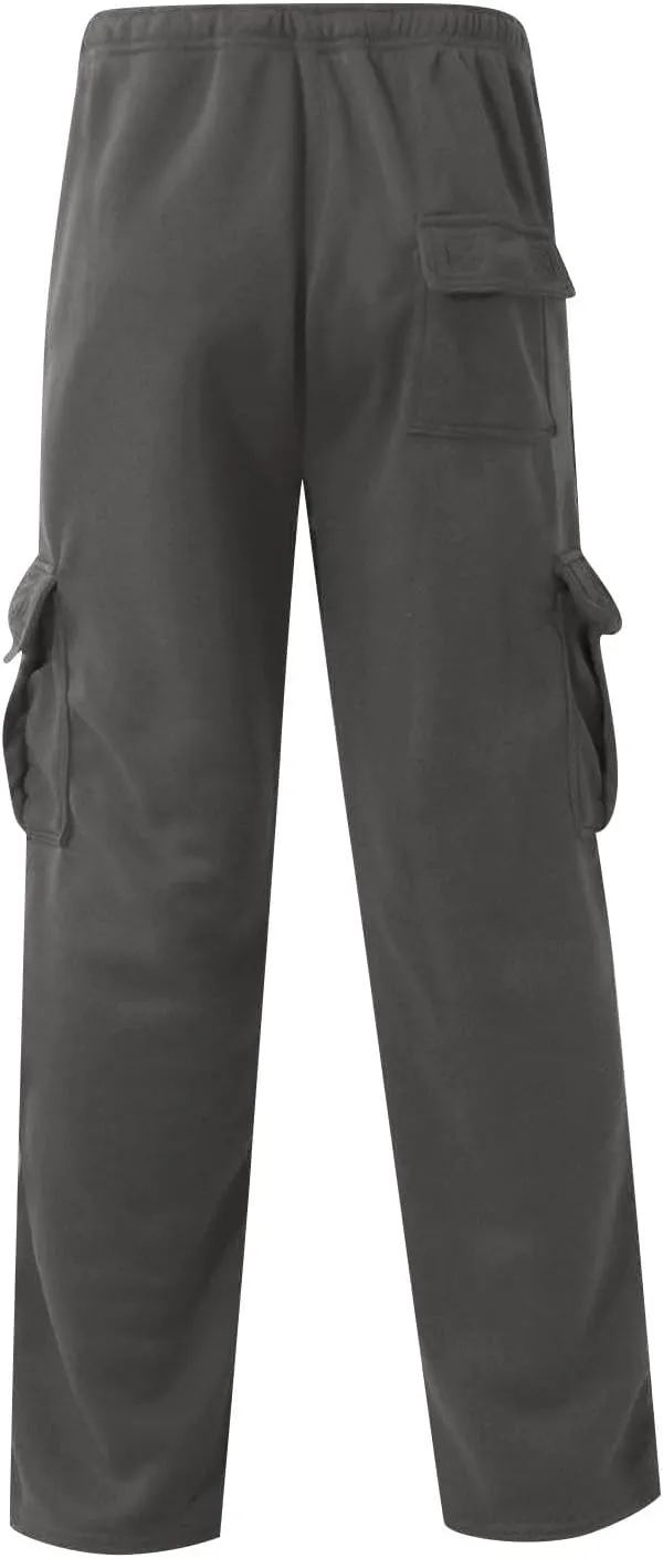 Mens Cargo Sweatpants Plus Size Baggy Jogger Sweatpants Drawstring Open Leg Big and Tall Workout Pants with Pockets