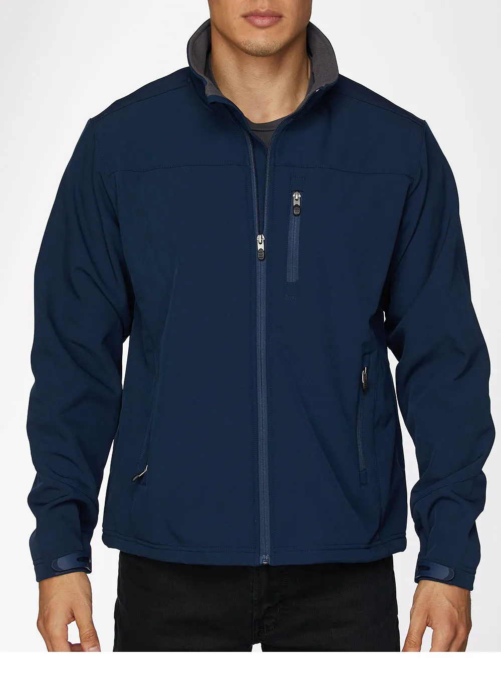 Men's Soft Shell Bonded Jacket-NJ650-Navy-Grey