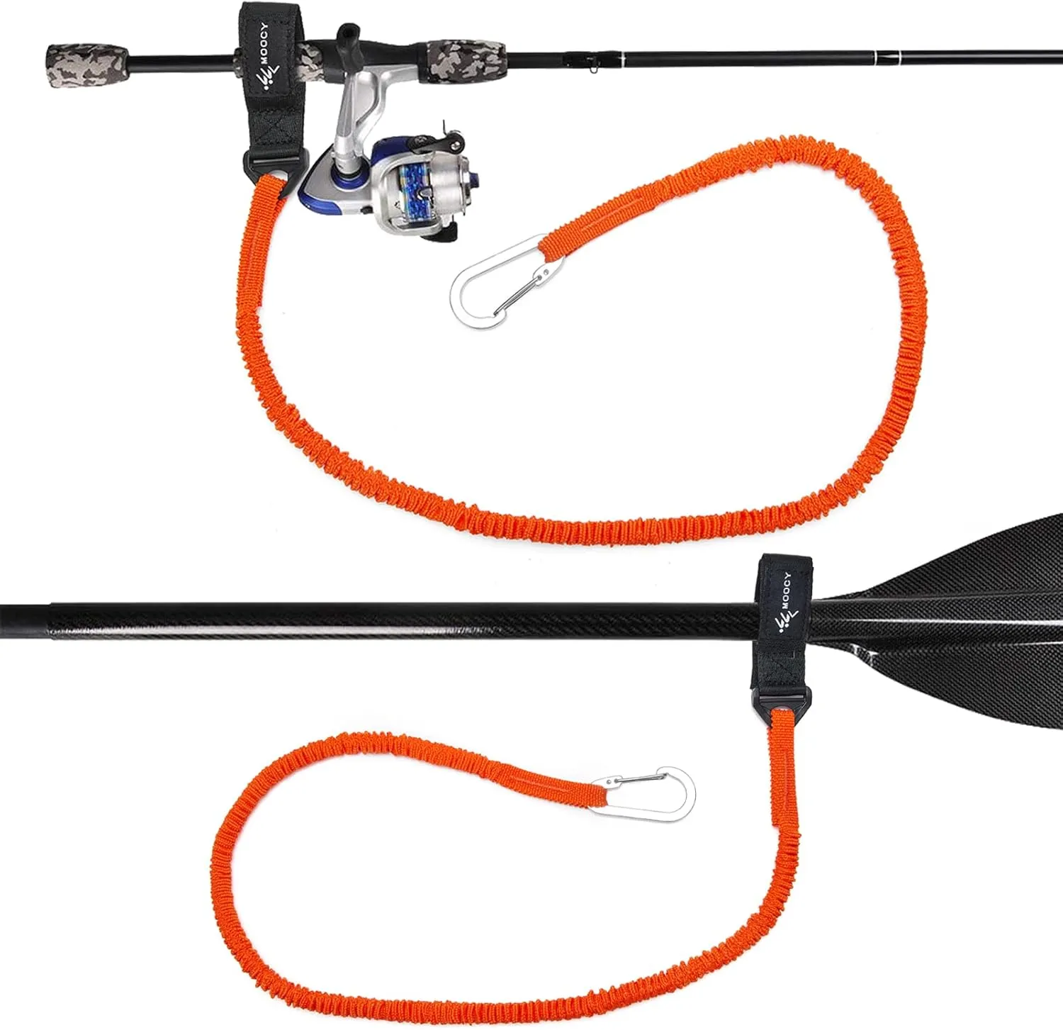 MOOCY Kayak Paddle Tether/Coiled Kayak Fishing Leash with Carabiner for Paddle, Rod SUP Kayaking Accessories