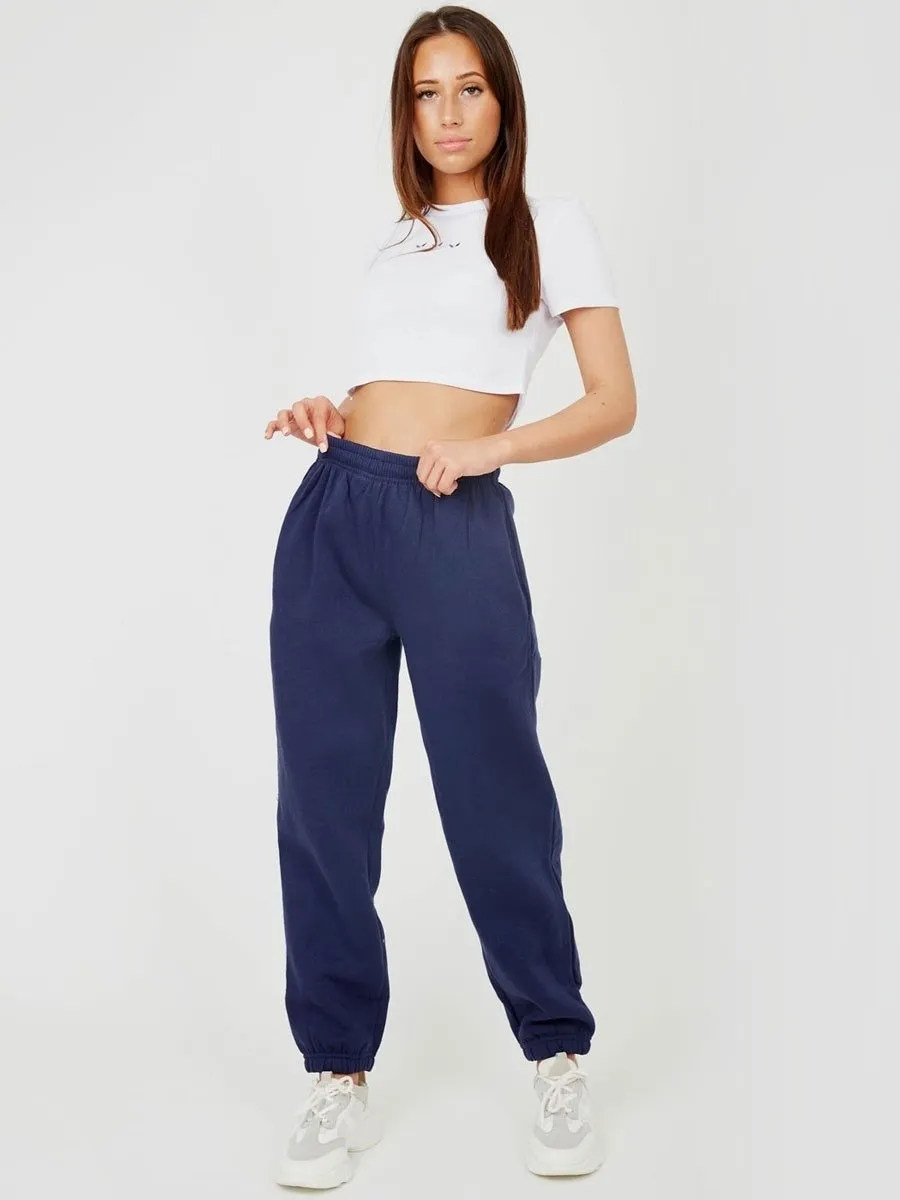 Navy Fleeced Oversized Joggers