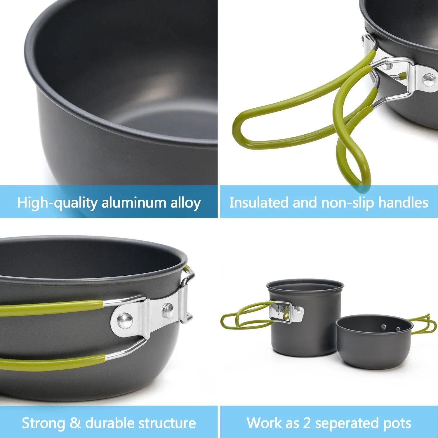 ODOLAND Camping Cookware Kit Lightweight Portable Cookware Set