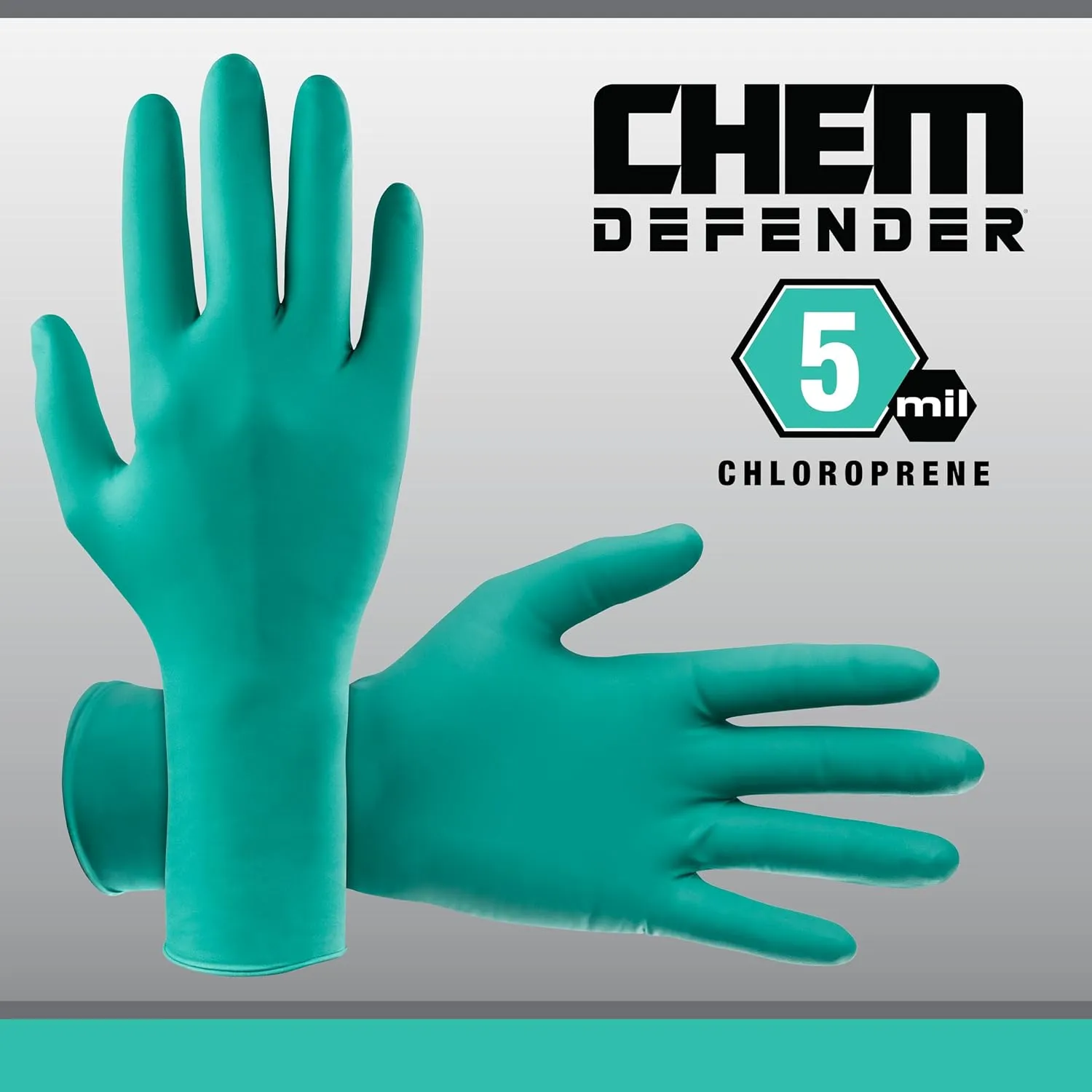 SAS Safety ChemDefender Powder-Free Chloroprene Disposable Gloves | 5 Mil - Medium | Chemical Resistance, Textured Fingertips, Extended 12" Cuff, Single Use | for Dental & Industrial | 66592