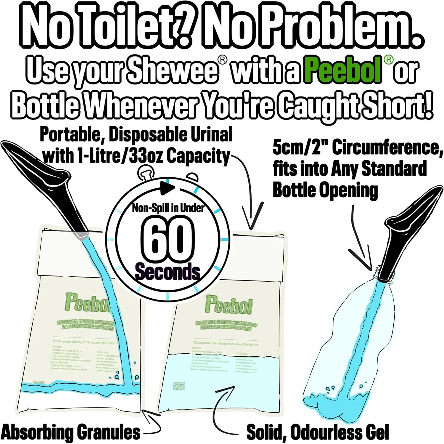 SHEWEE Flexi  The Original Female Urinal  Made in The UK  Reusable, Flexible & Portable Urination Device. Festival, Camping, Car, Hiking Essentials for Women. Stand to Pee Funnel W/Extension Pipe