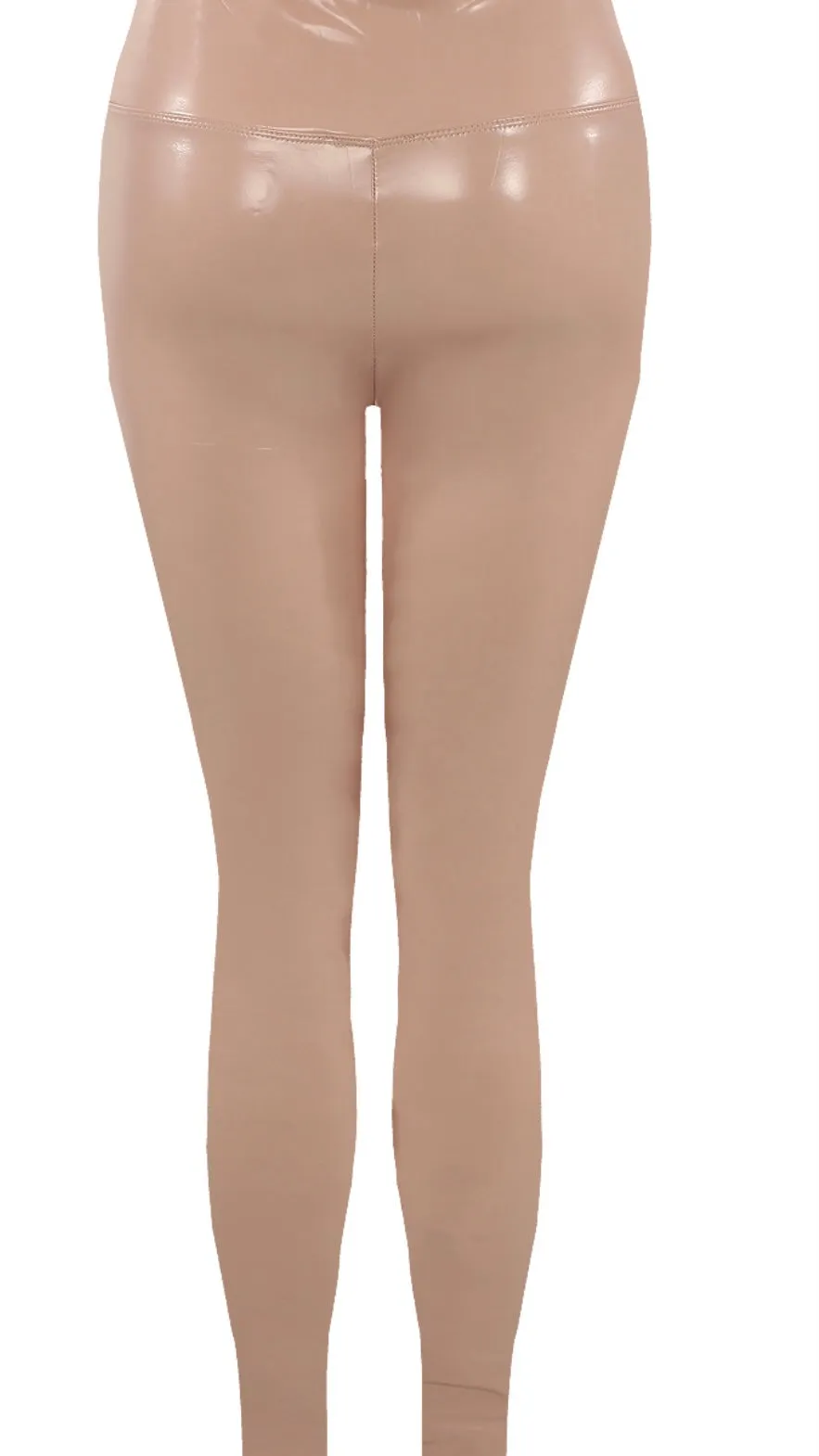 SHINY VINYL LEGGINGS - ROSE