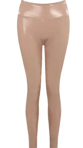 SHINY VINYL LEGGINGS - ROSE