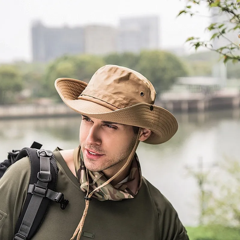 Sidiou Group Outdoor Hat Wide Brim Bucket Hats UV Protection Boonie Breathable Hat for Fishing
