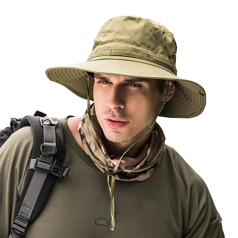 Sidiou Group Outdoor Hat Wide Brim Bucket Hats UV Protection Boonie Breathable Hat for Fishing