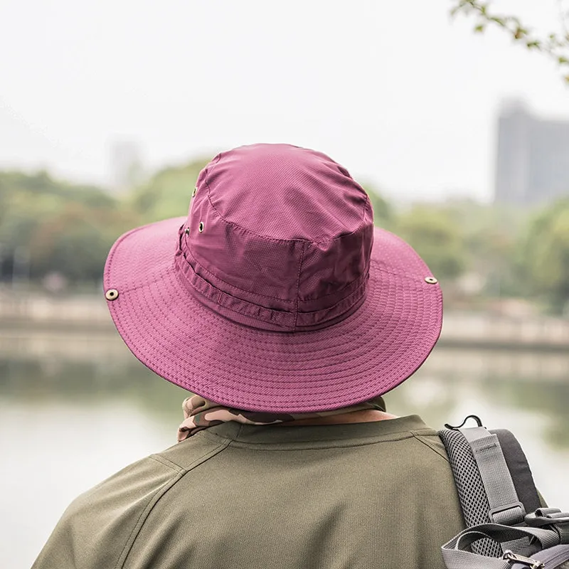 Sidiou Group Outdoor Hat Wide Brim Bucket Hats UV Protection Boonie Breathable Hat for Fishing