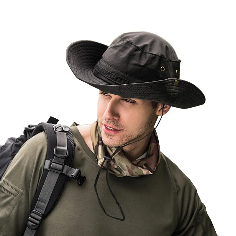 Sidiou Group Outdoor Hat Wide Brim Bucket Hats UV Protection Boonie Breathable Hat for Fishing