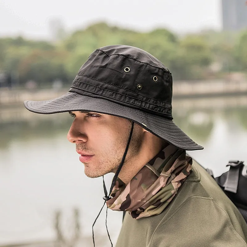 Sidiou Group Outdoor Hat Wide Brim Bucket Hats UV Protection Boonie Breathable Hat for Fishing
