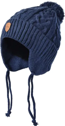SOMALER Toddler Baby Boy Winter Beanie Hat Infant Kids Warm Fleece Lined Earflap Knit Fur Pom Pom Hat Snow Cap