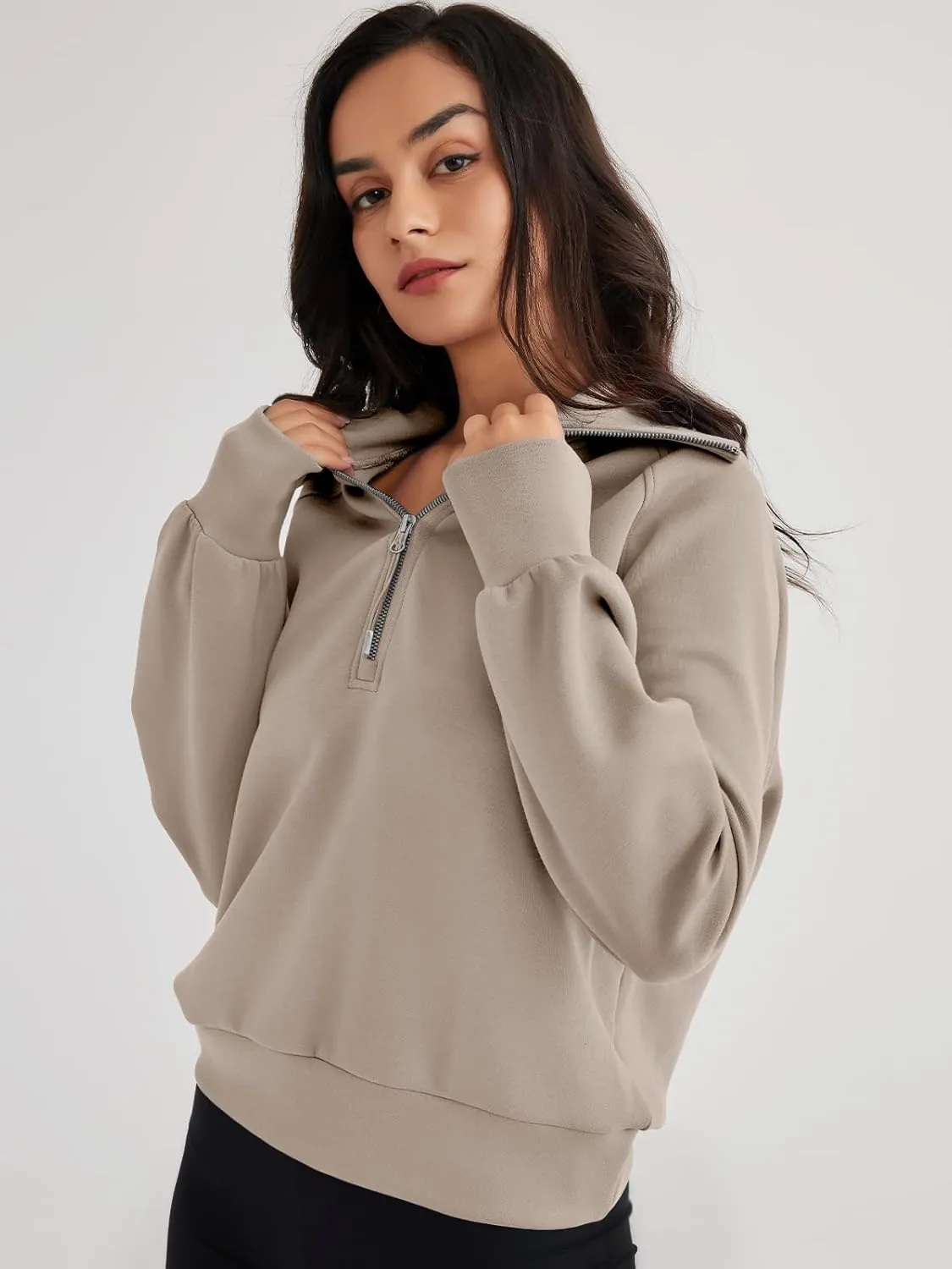 Trendy Queen Womens Oversized Sweatshirts Half Zip Pullover Long Sleeve Quarter Zip Hoodies Teen Girls Fall Y2K Clothes